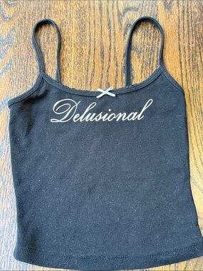Delusional Black Spaghetti Strap Tank Top Womens size  XXS